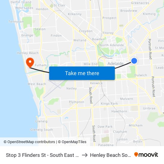 Stop 3 Flinders St - South East side to Henley Beach South map