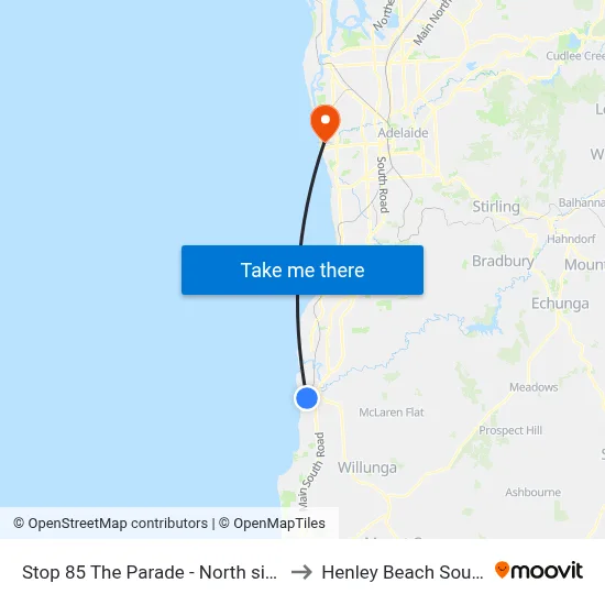 Stop 85 The Parade - North side to Henley Beach South map
