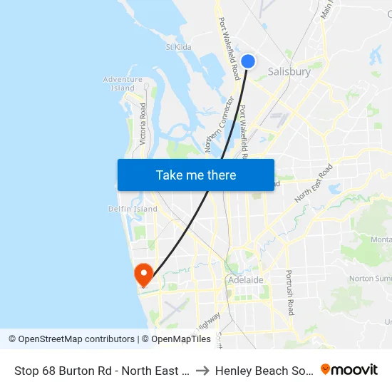 Stop 68 Burton Rd - North East side to Henley Beach South map