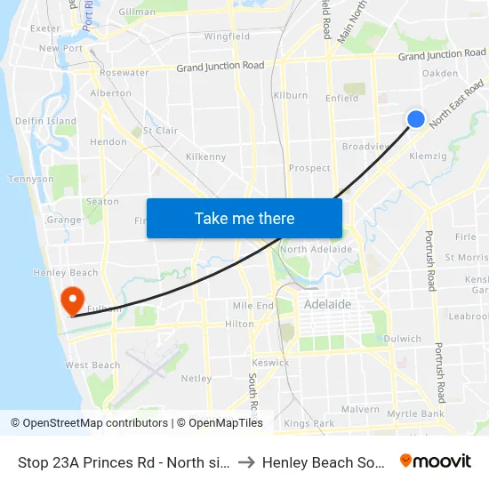 Stop 23A Princes Rd - North side to Henley Beach South map
