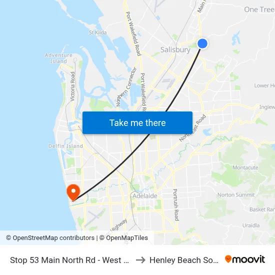 Stop 53 Main North Rd - West side to Henley Beach South map