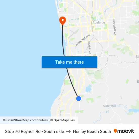 Stop 70 Reynell Rd - South side to Henley Beach South map