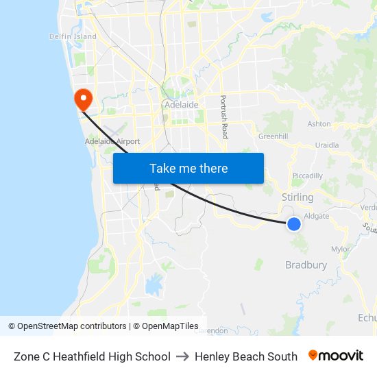 Zone C Heathfield High School to Henley Beach South map