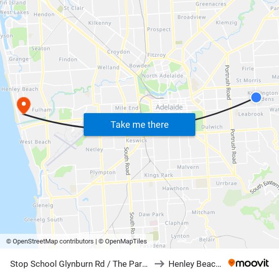 Stop School Glynburn Rd / The Parade - West side to Henley Beach South map