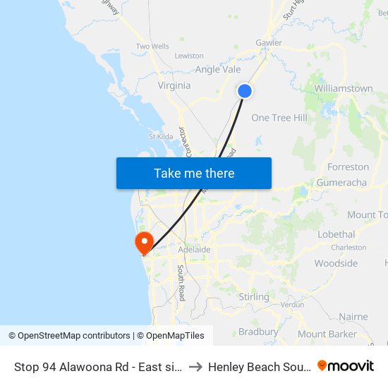 Stop 94 Alawoona Rd - East side to Henley Beach South map