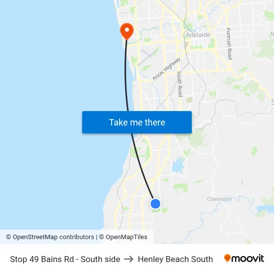 Stop 49 Bains Rd - South side to Henley Beach South map