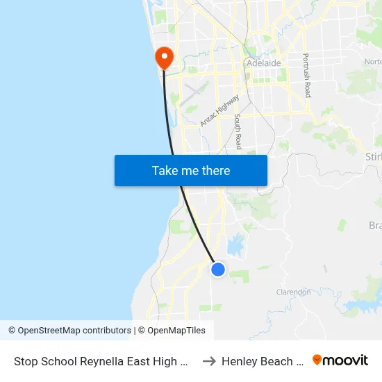 Stop School Reynella East High Malbeck Dr to Henley Beach South map