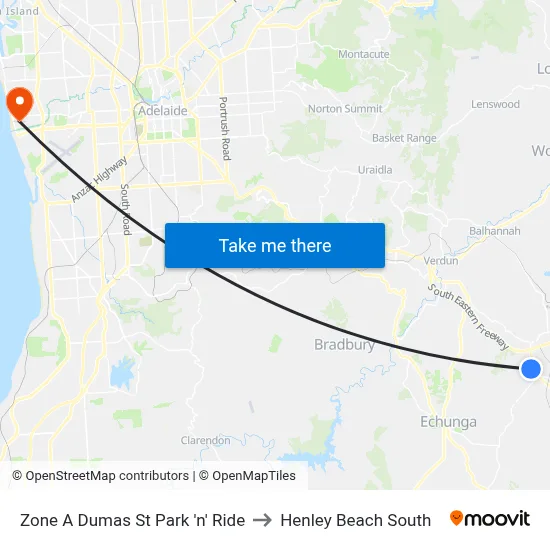 Zone A Dumas St Park 'n' Ride to Henley Beach South map