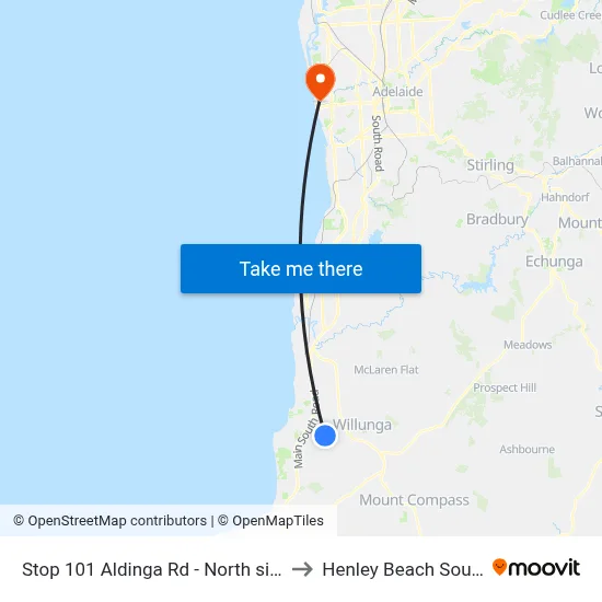 Stop 101 Aldinga Rd - North side to Henley Beach South map
