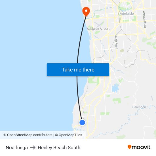 Noarlunga to Henley Beach South map