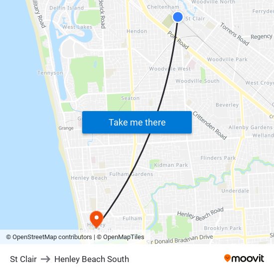 St Clair to Henley Beach South map