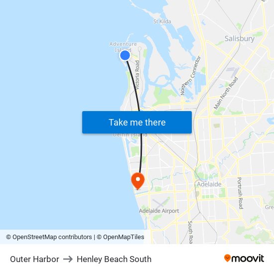 Outer Harbor to Henley Beach South map