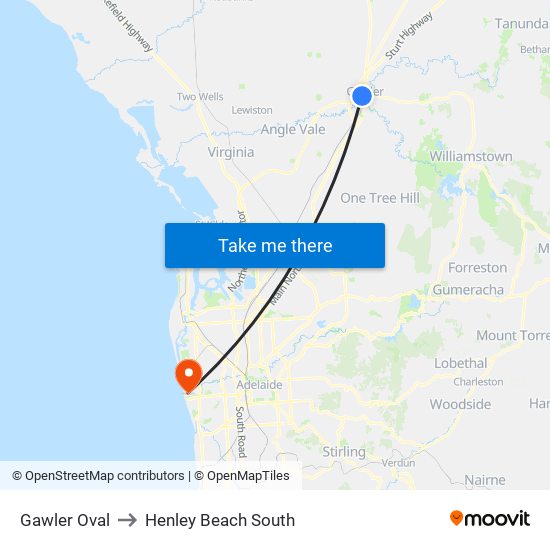 Gawler Oval to Henley Beach South map