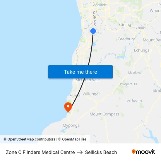 Zone C Flinders Medical Centre to Sellicks Beach map