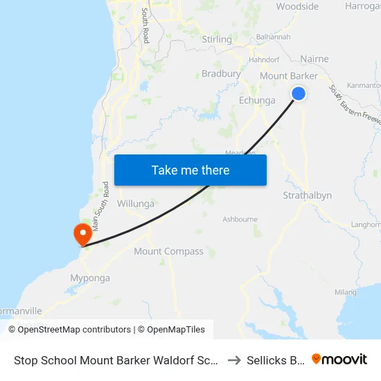 Stop School Mount Barker Waldorf School Sims Rd to Sellicks Beach map