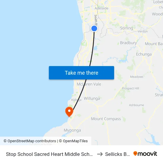 Stop School Sacred Heart Middle School Percy Av to Sellicks Beach map