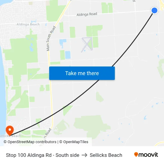 Stop 100 Aldinga Rd - South side to Sellicks Beach map