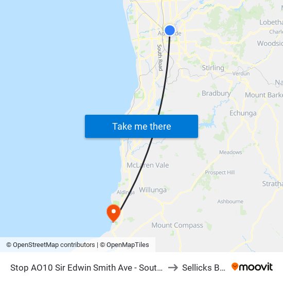 Stop AO10 Sir Edwin Smith Ave - South East side to Sellicks Beach map