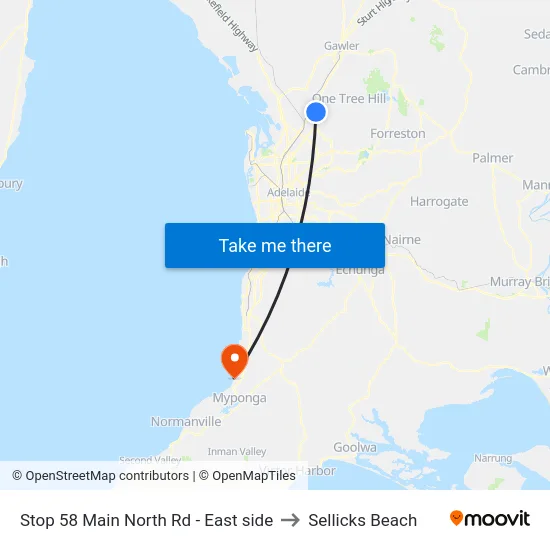 Stop 58 Main North Rd - East side to Sellicks Beach map