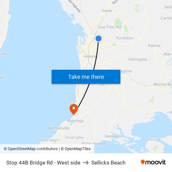 Stop 44B Bridge Rd - West side to Sellicks Beach map