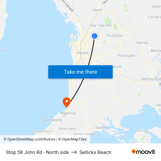 Stop 58 John Rd - North side to Sellicks Beach map