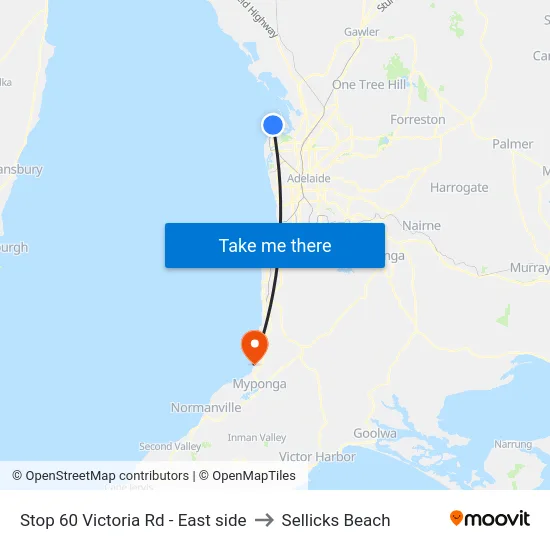 Stop 60 Victoria Rd - East side to Sellicks Beach map