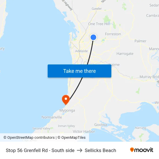 Stop 56 Grenfell Rd - South side to Sellicks Beach map