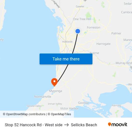 Stop 52 Hancock Rd - West side to Sellicks Beach map