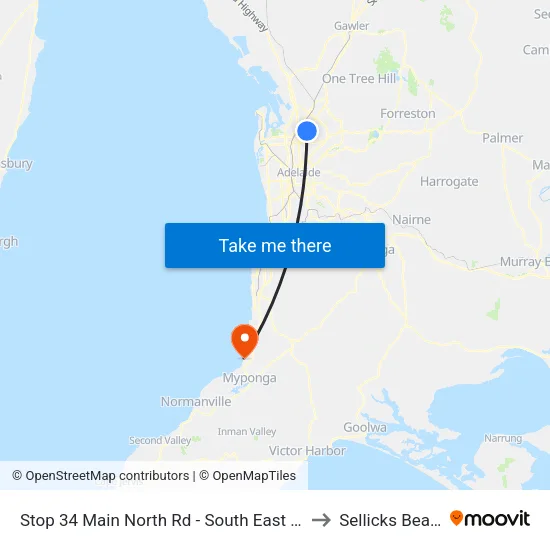 Stop 34 Main North Rd - South East side to Sellicks Beach map