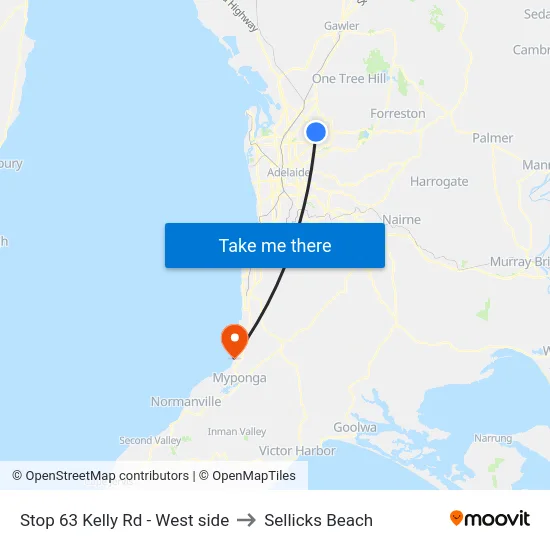 Stop 63 Kelly Rd - West side to Sellicks Beach map