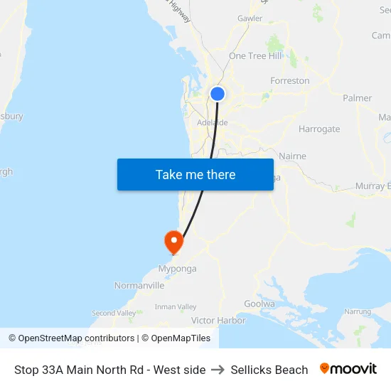 Stop 33A Main North Rd - West side to Sellicks Beach map