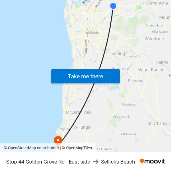 Stop 44 Golden Grove Rd - East side to Sellicks Beach map