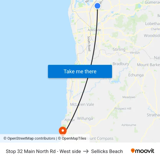 Stop 32 Main North Rd - West side to Sellicks Beach map
