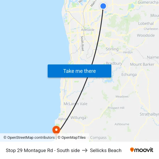 Stop 29 Montague Rd - South side to Sellicks Beach map