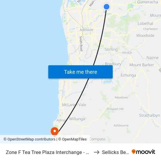 Zone F Tea Tree Plaza Interchange - East side to Sellicks Beach map