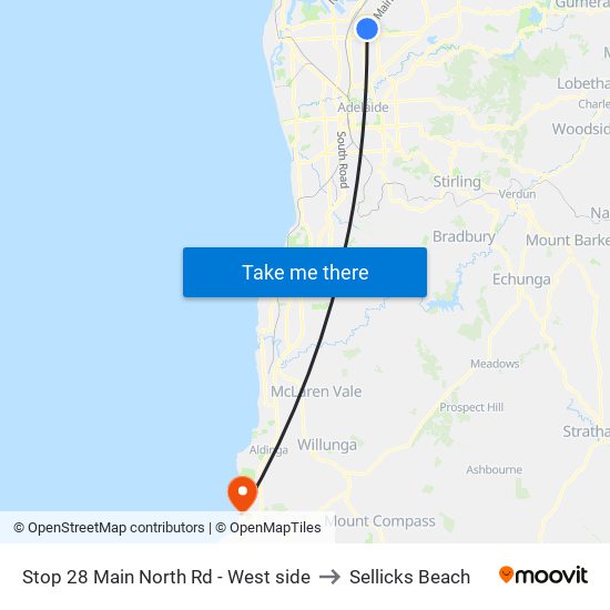 Stop 28 Main North Rd - West side to Sellicks Beach map