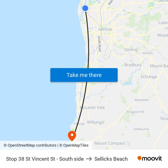 Stop 38 St Vincent St - South side to Sellicks Beach map
