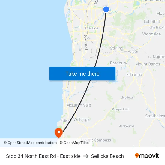 Stop 34 North East Rd - East side to Sellicks Beach map