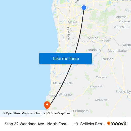 Stop 32 Wandana Ave - North East side to Sellicks Beach map