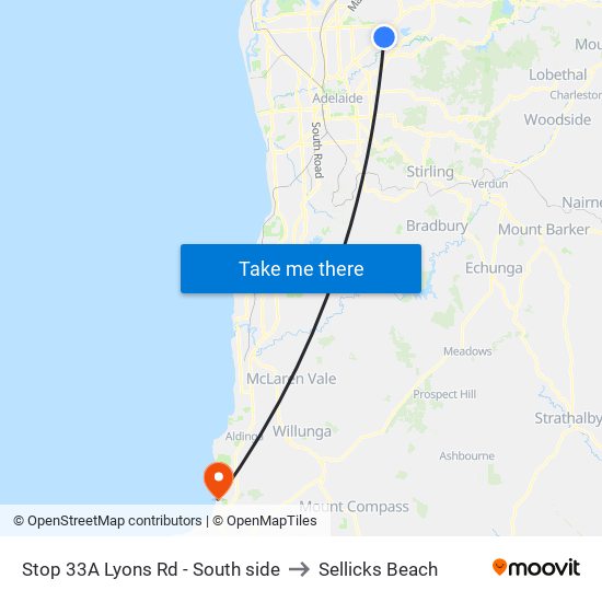 Stop 33A Lyons Rd - South side to Sellicks Beach map