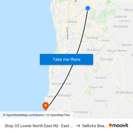 Stop 33 Lower North East Rd - East side to Sellicks Beach map