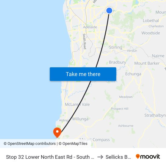 Stop 32 Lower North East Rd - South East side to Sellicks Beach map