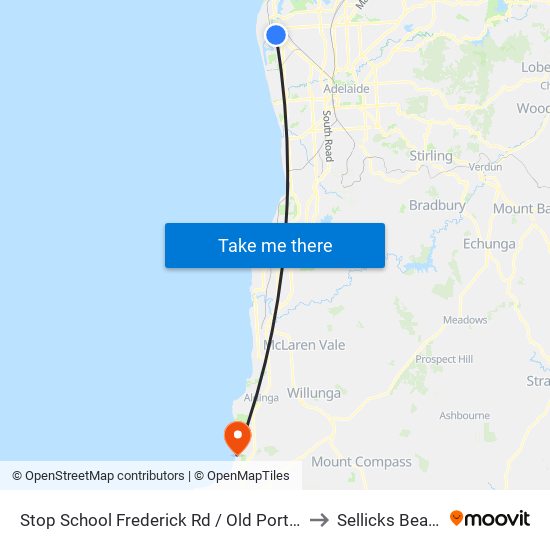 Stop School Frederick Rd / Old Port Rd to Sellicks Beach map