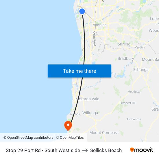 Stop 29 Port Rd - South West side to Sellicks Beach map