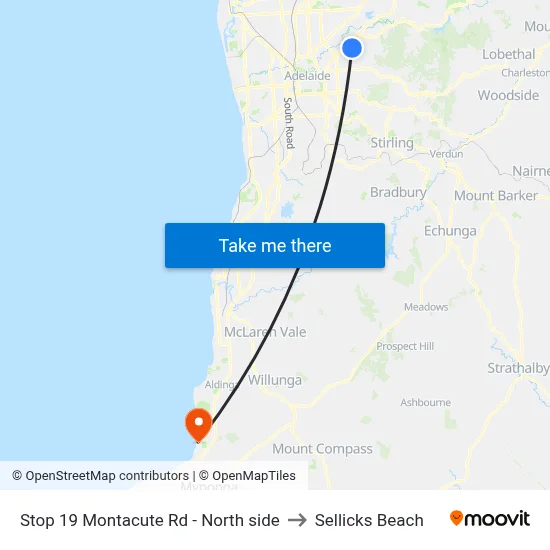 Stop 19 Montacute Rd - North side to Sellicks Beach map