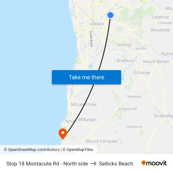 Stop 18 Montacute Rd - North side to Sellicks Beach map
