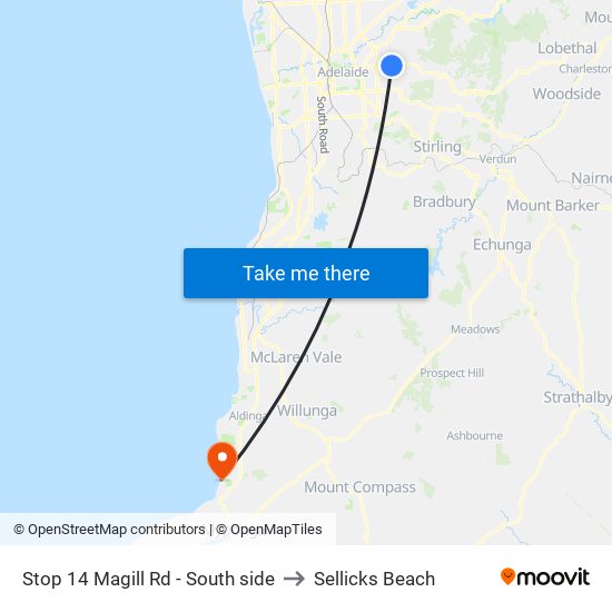 Stop 14 Magill Rd - South side to Sellicks Beach map