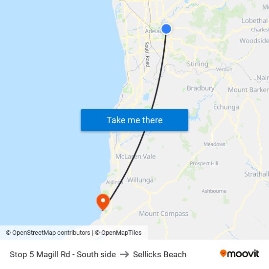 Stop 5 Magill Rd - South side to Sellicks Beach map