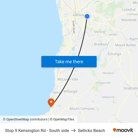 Stop 9 Kensington Rd - South side to Sellicks Beach map