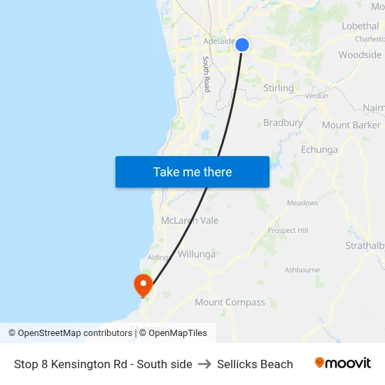 Stop 8 Kensington Rd - South side to Sellicks Beach map